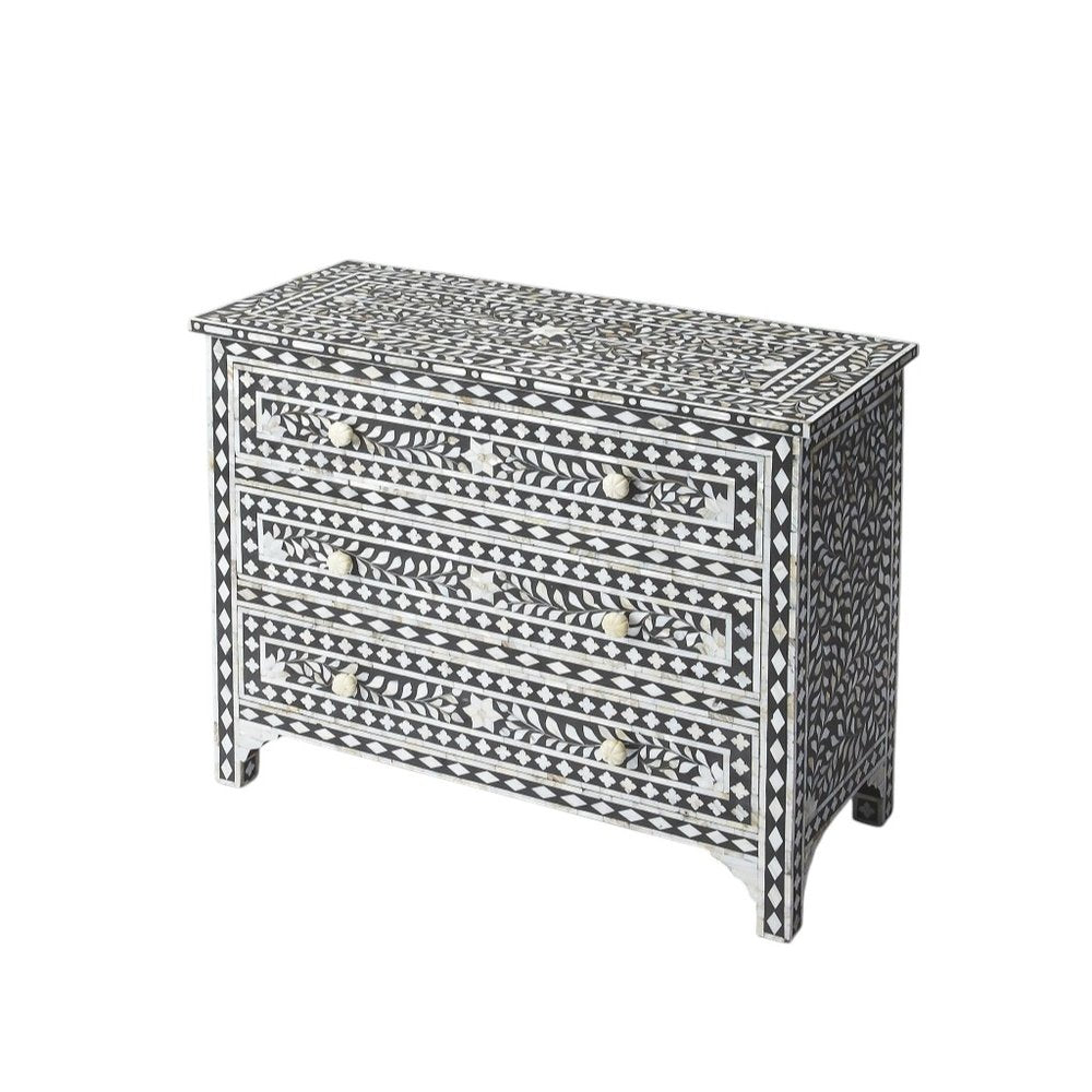 36" Black Manufactured Wood Three Drawer Chest