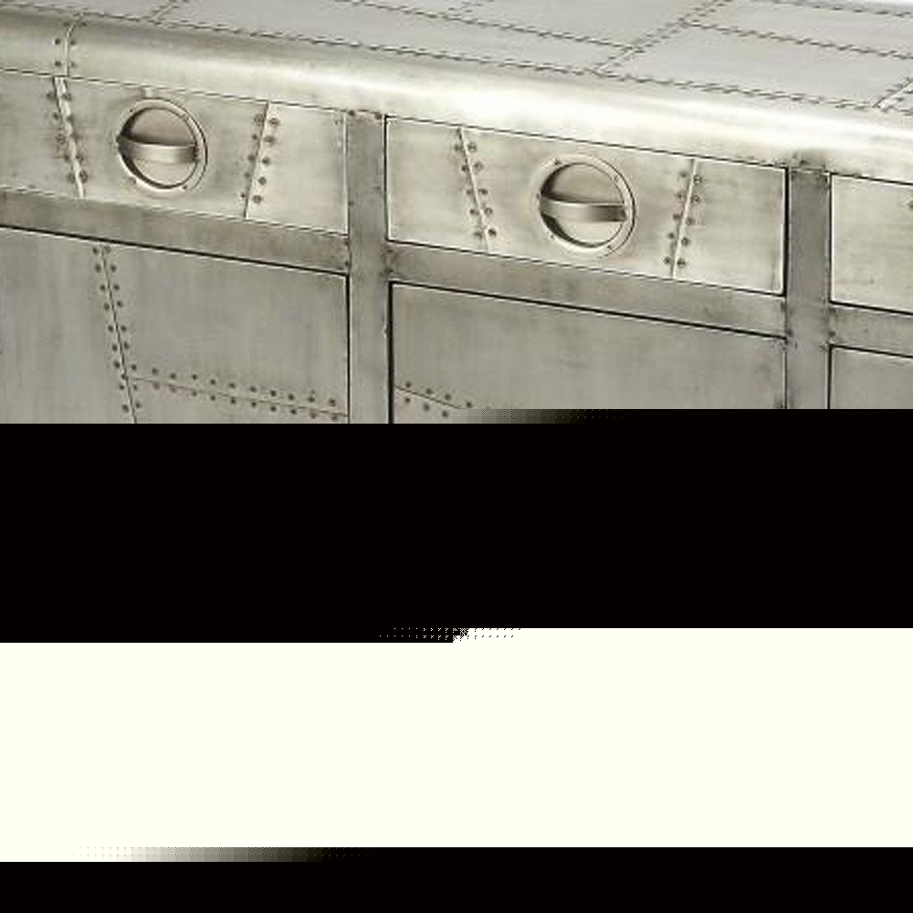 55" Silver Steel Console Accent Cabinet With Three Drawers