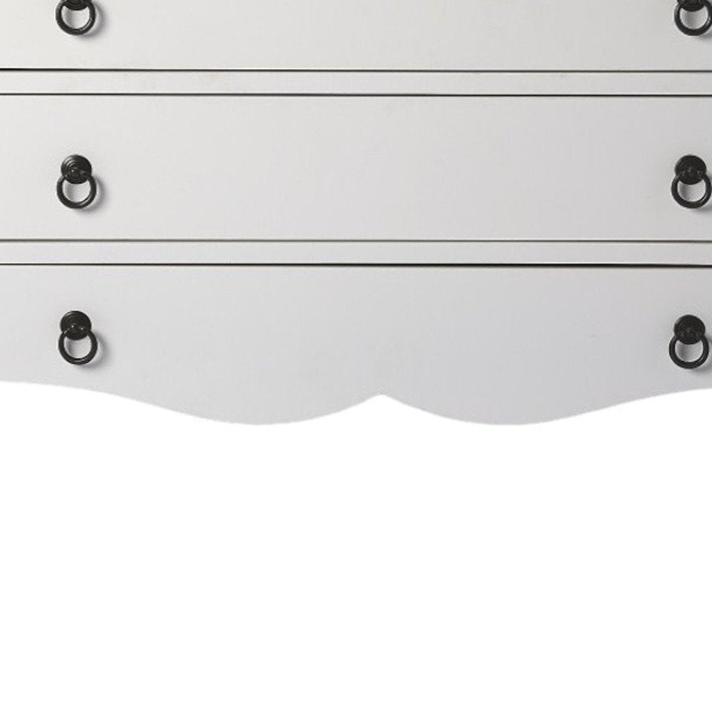34" White Wood Three Drawer Dresser