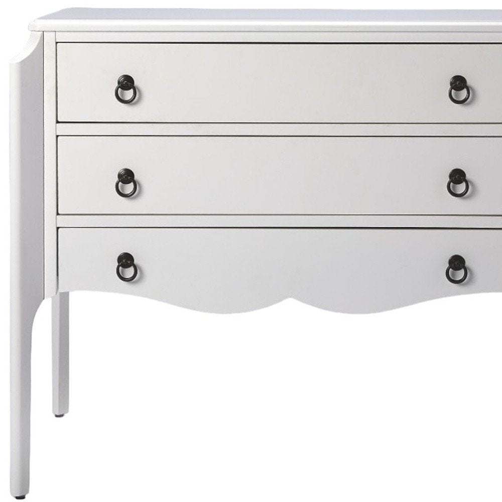 34" White Wood Three Drawer Dresser