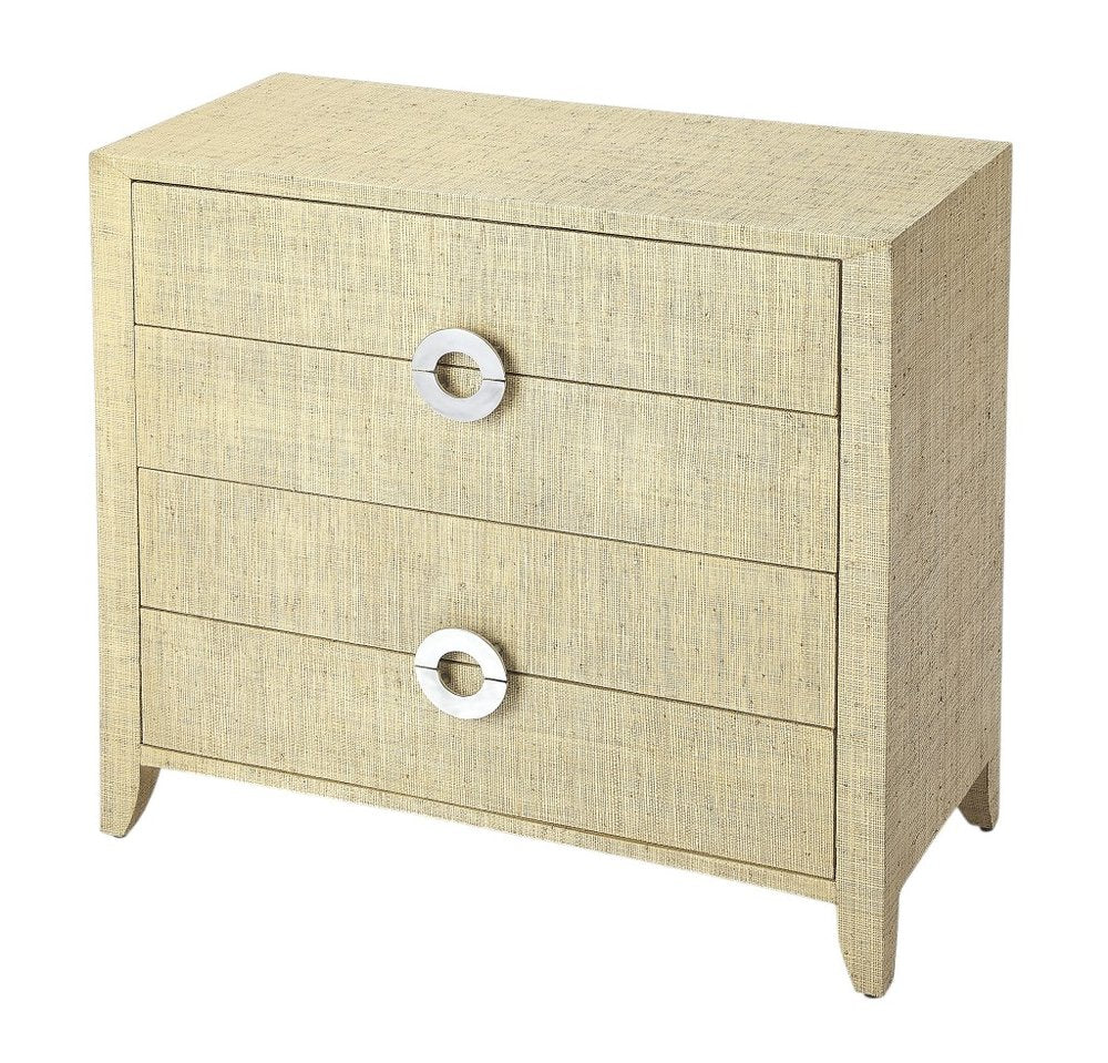 34" Beige Manufactured Wood Four Drawer Chest