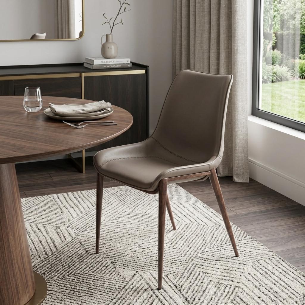 Set Of Two Walnut Solid Back Dining Chairs