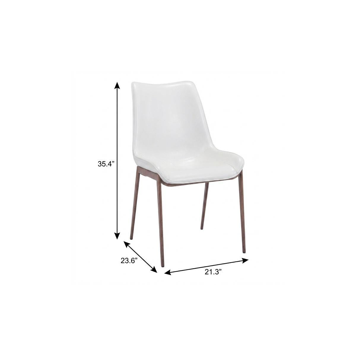 Set of Two White and Brown Upholstered Faux Leather Dining Side Chairs