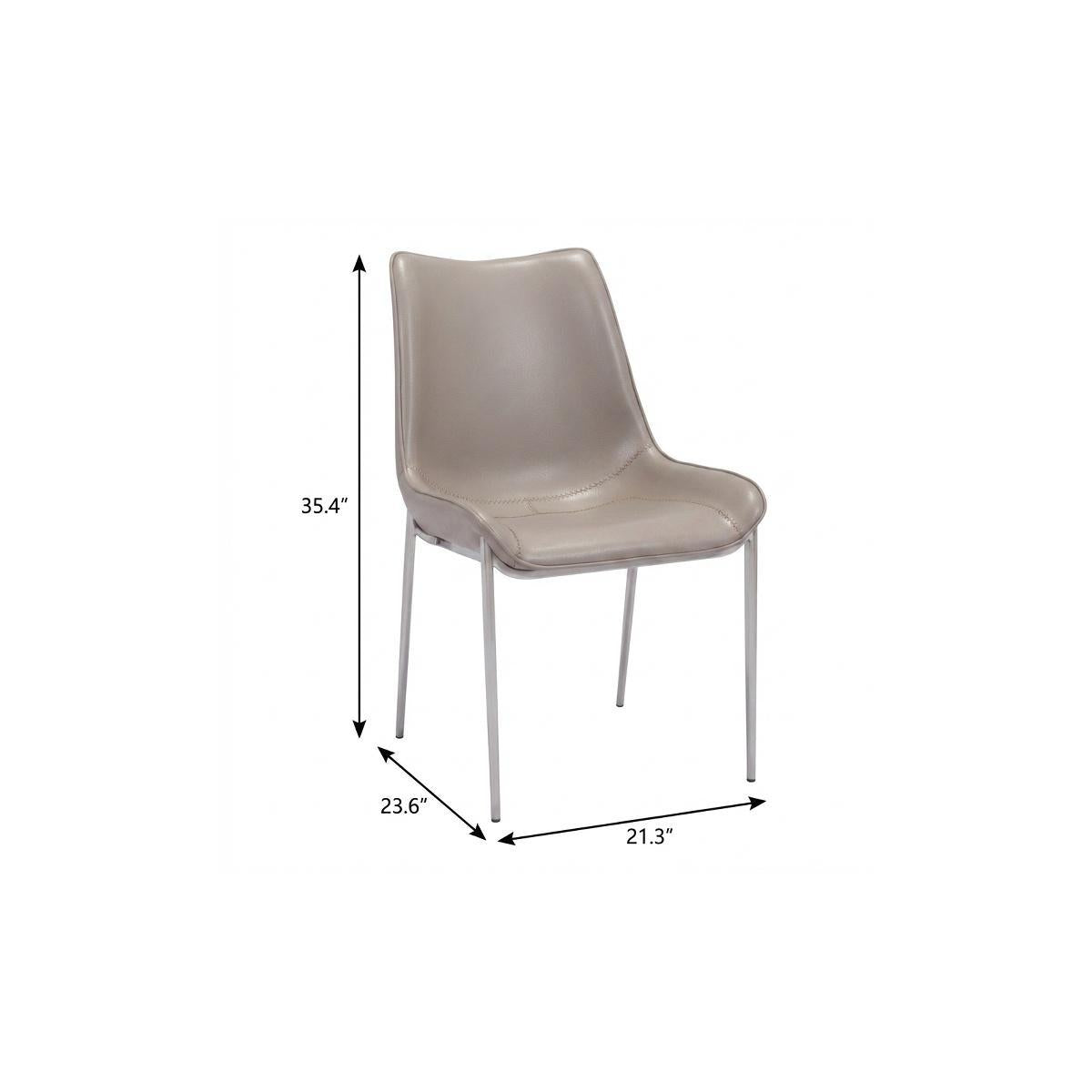 Set of Two Gray And Silver Upholstered Faux Leather Dining Side Chairs
