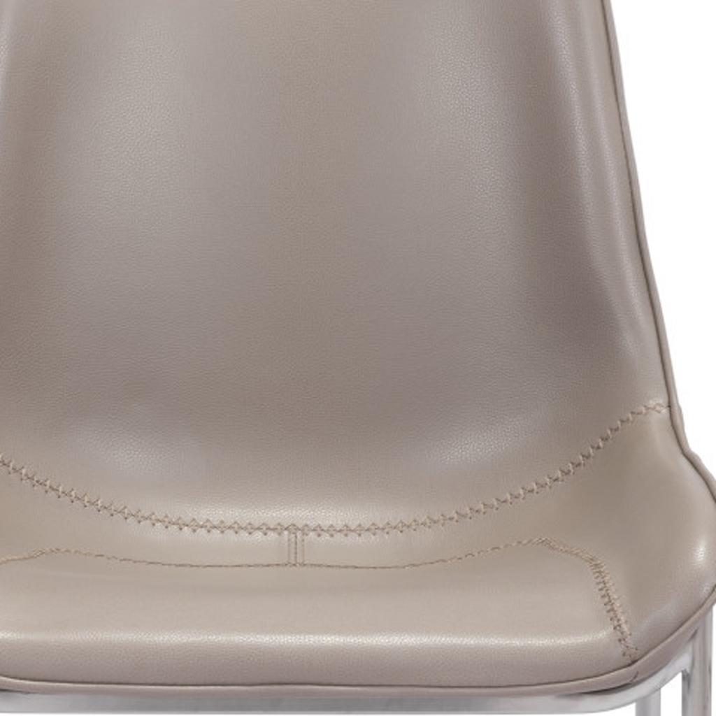 Set of Two Gray And Silver Upholstered Faux Leather Dining Side Chairs