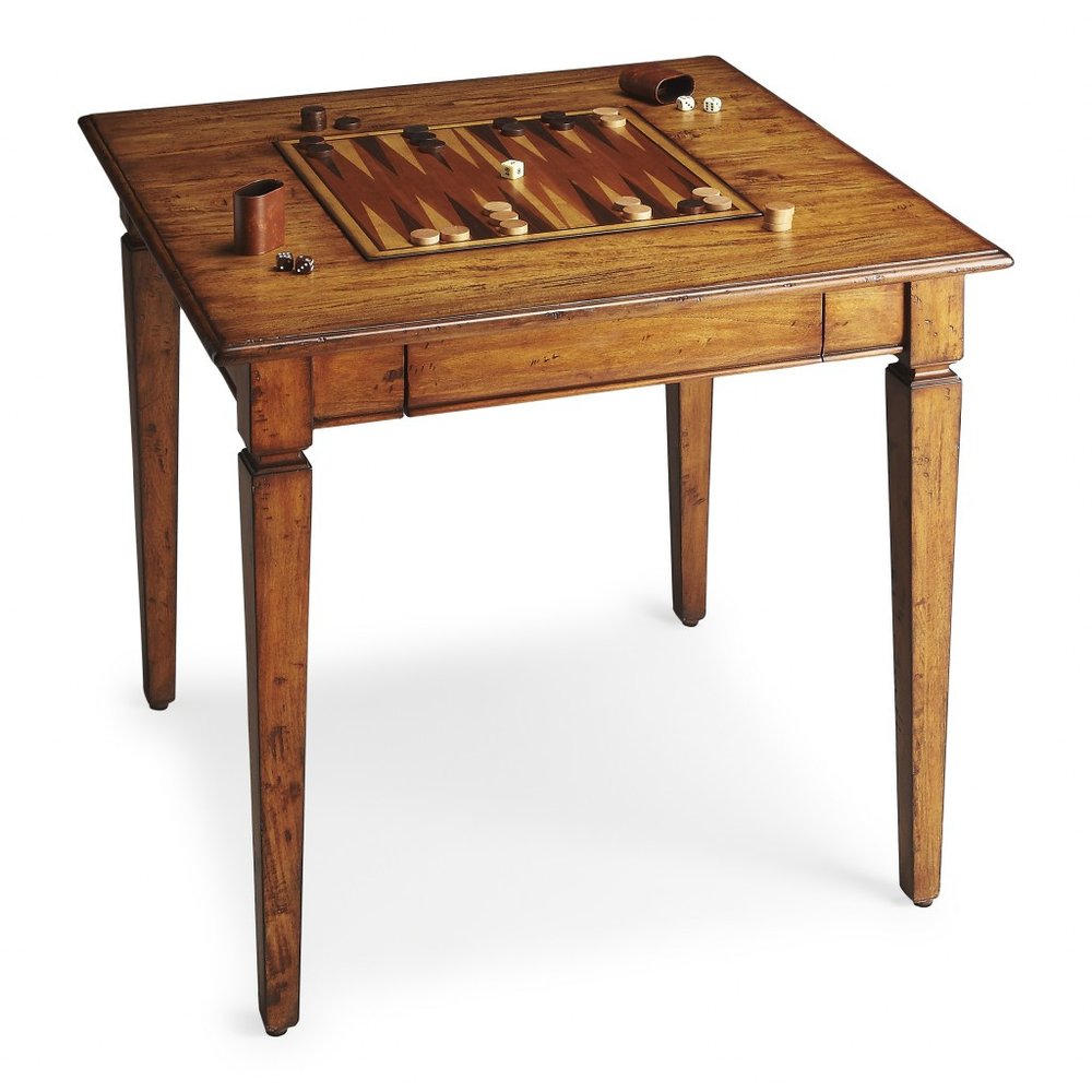 30" Brown and Dark Brown Wood Square Coffee Table With Drawer