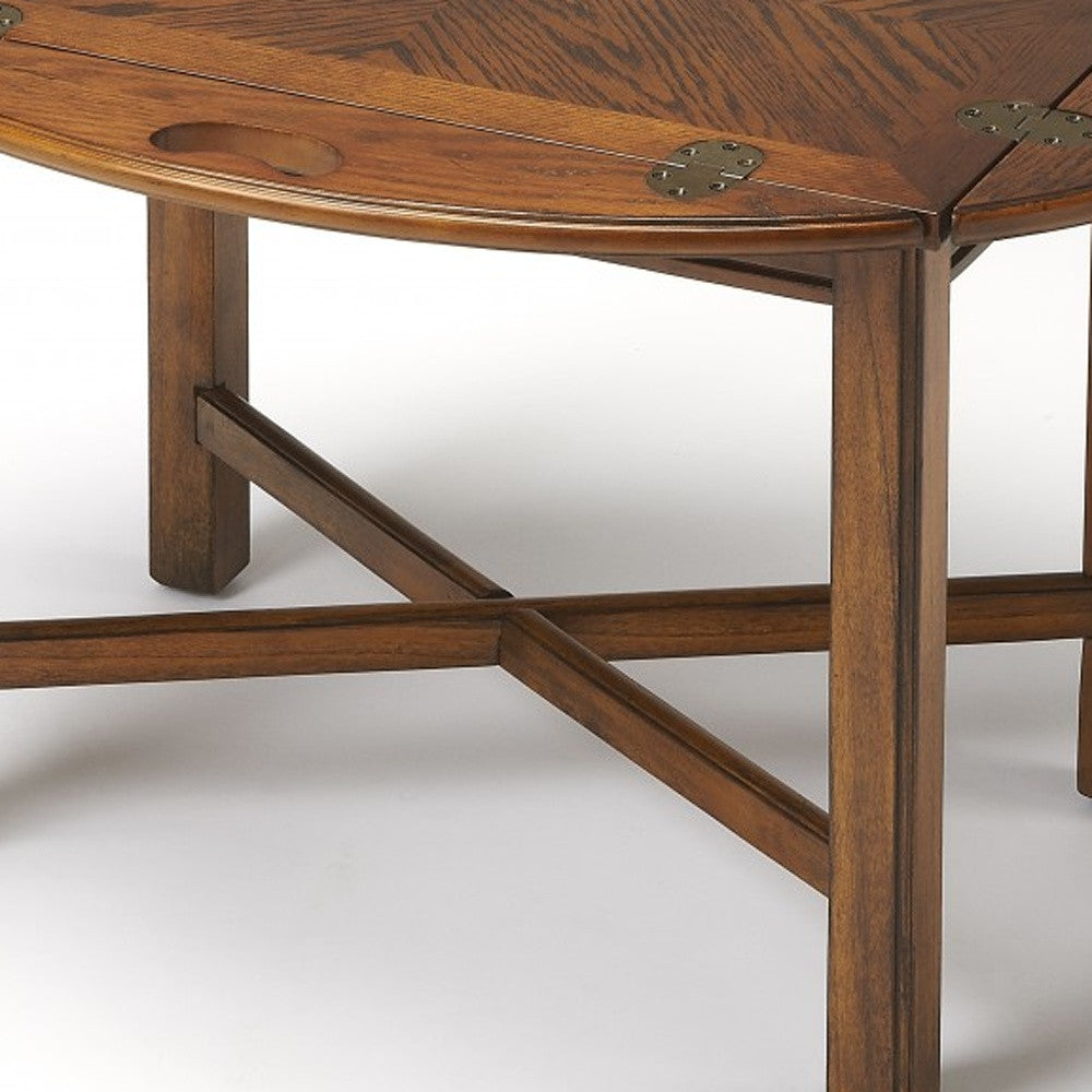 30" Brown Wood Oval Coffee Table