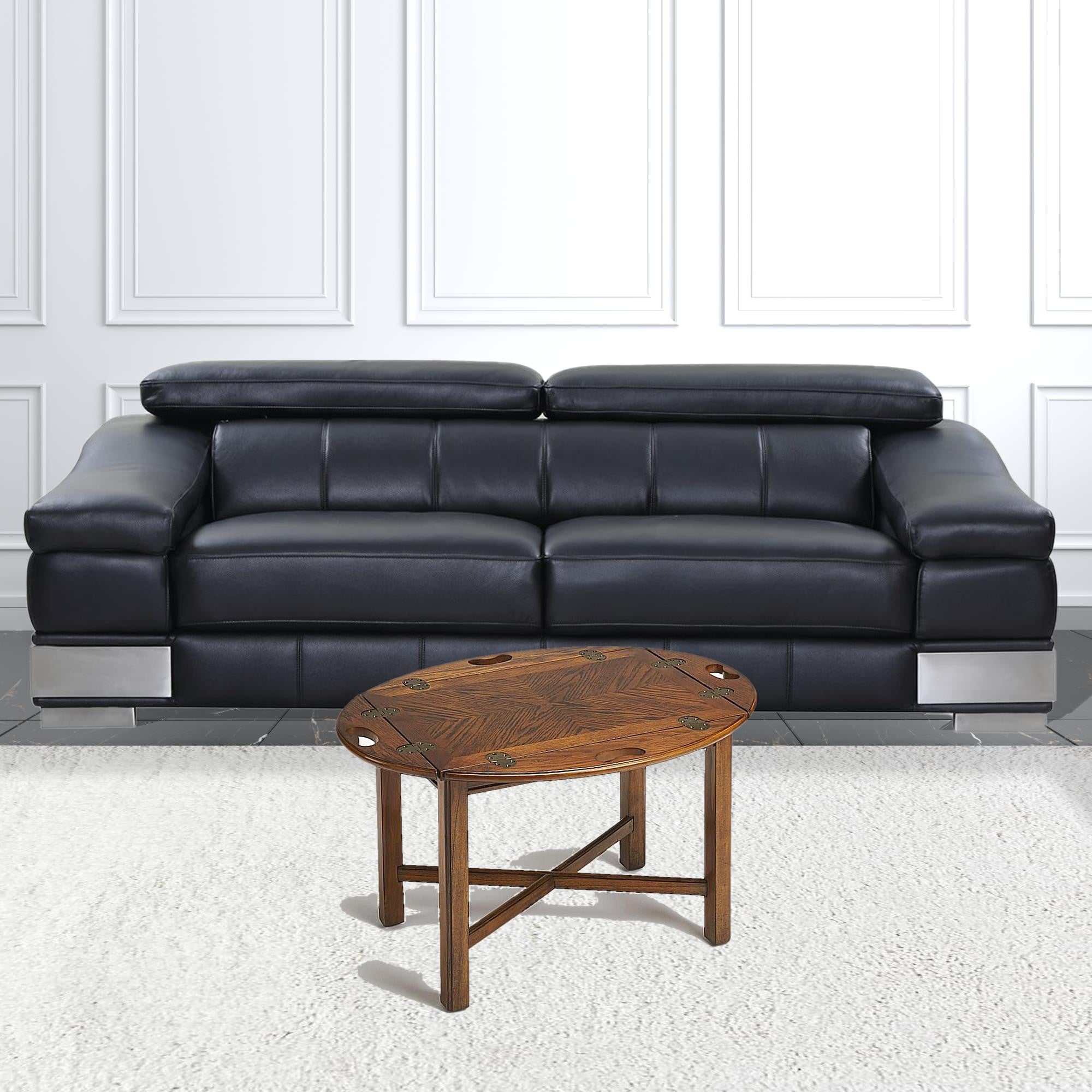 30" Brown Wood Oval Coffee Table