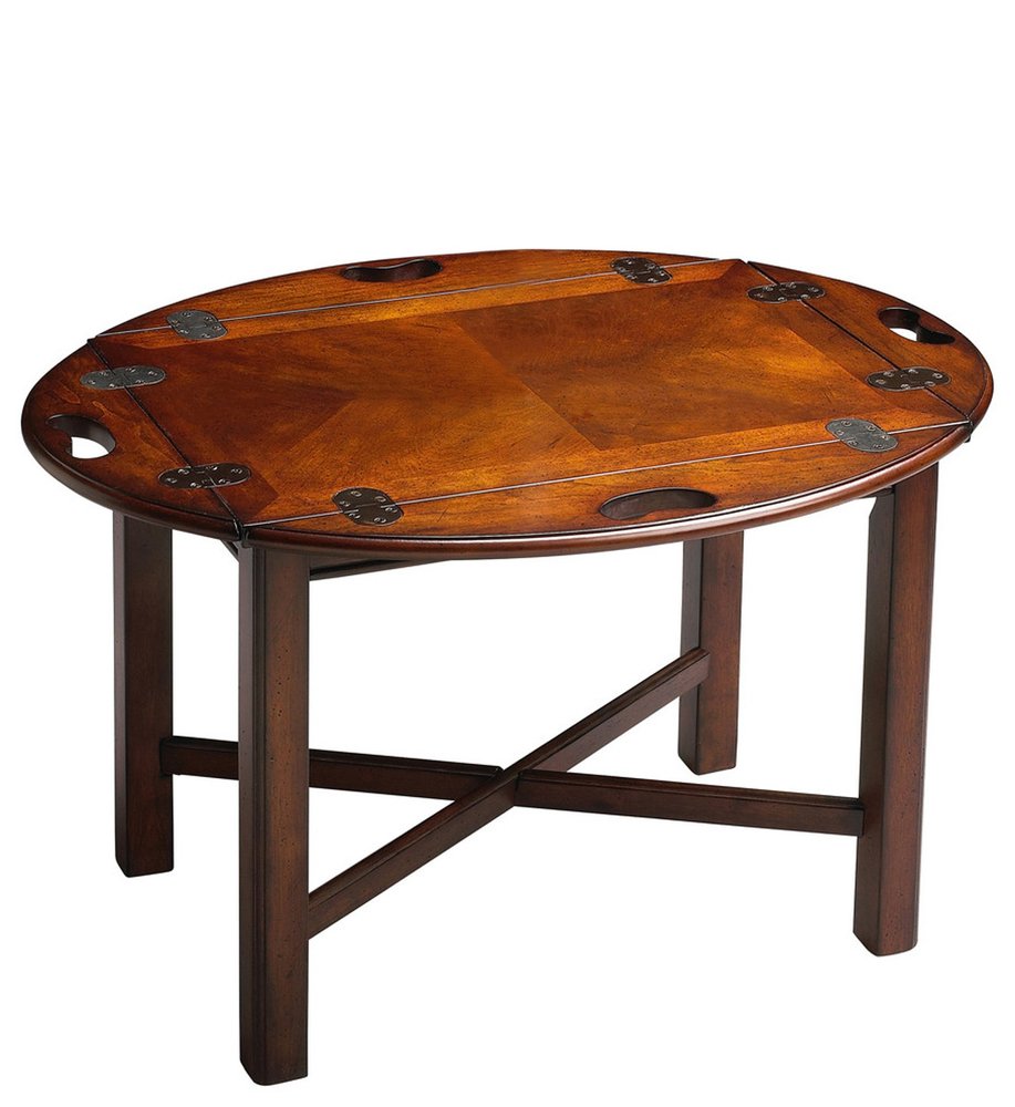 30" Brown and Dark Brown Wood Oval Coffee Table