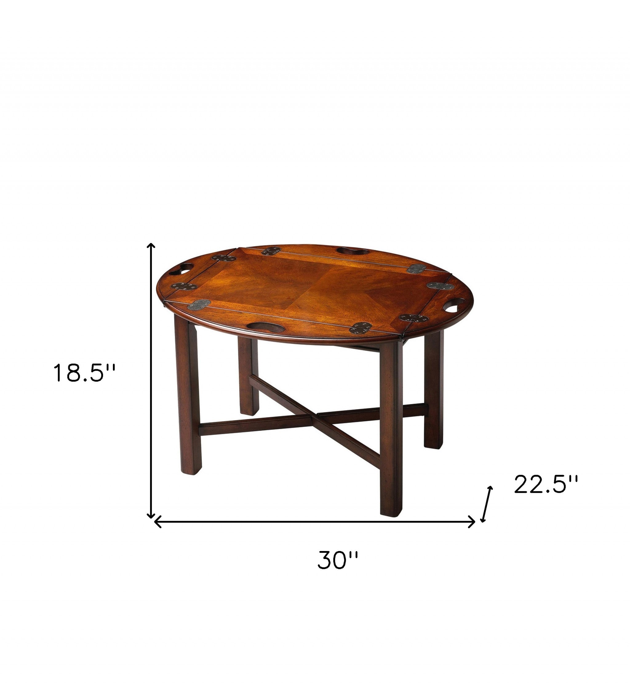 30" Brown and Dark Brown Wood Oval Coffee Table