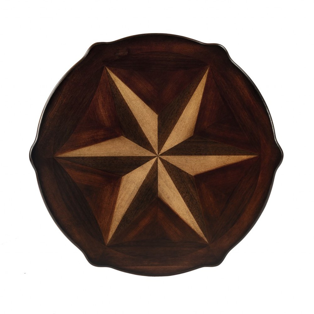 28" Brown Wood Round Coffee Table With Shelf