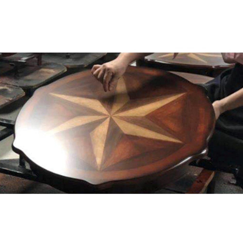28" Brown Wood Round Coffee Table With Shelf