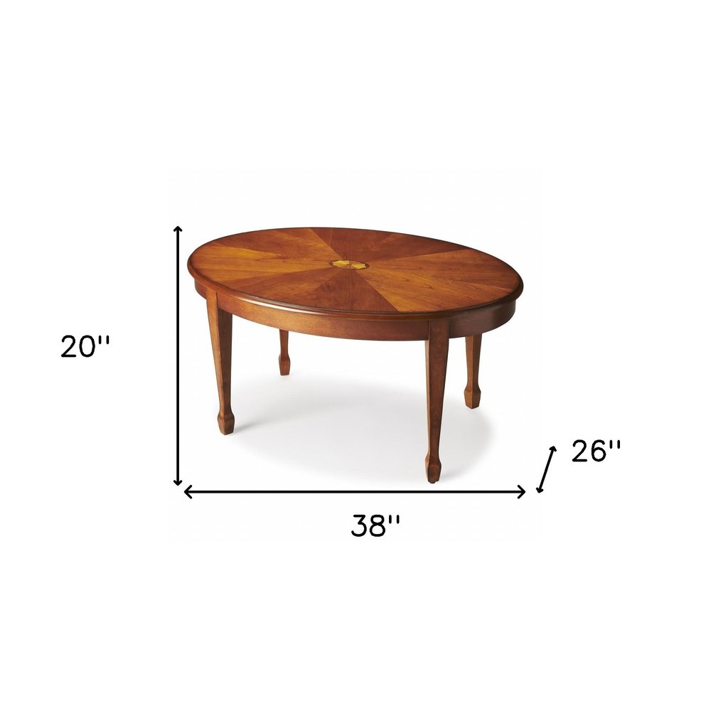 38" Brown Wood Oval Coffee Table