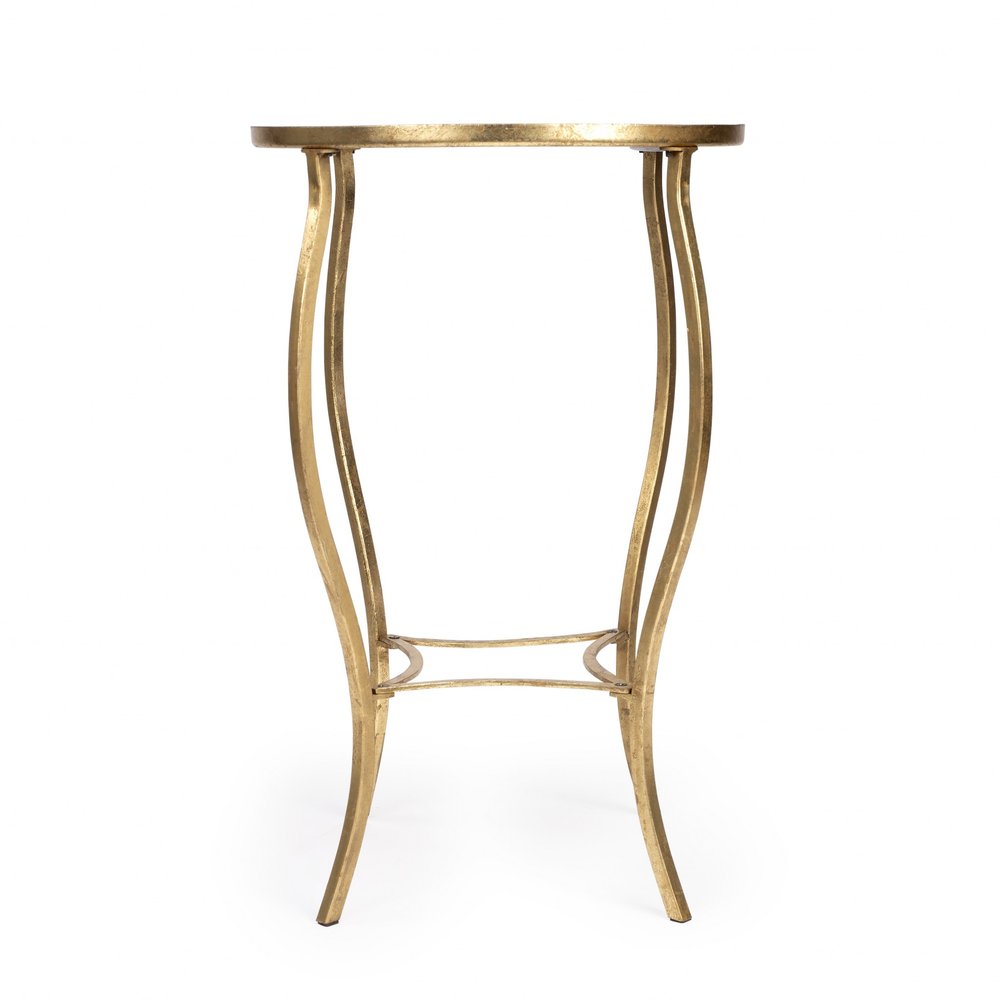 19" White and Gold Glass and Metal Round Coffee Table