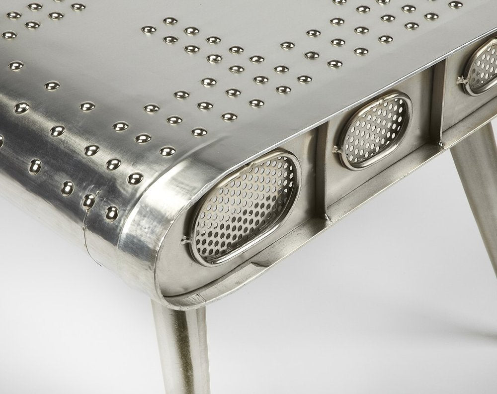 60" Silver Aluminum and Metal Coffee Table