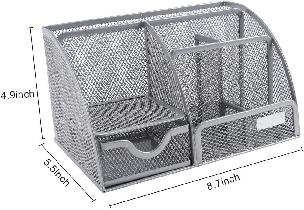 9" Gray Metal Desk Organizer