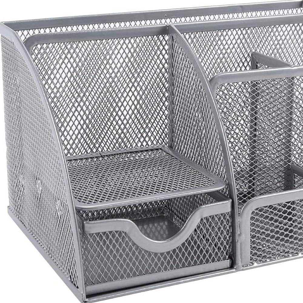 9" Gray Metal Desk Organizer