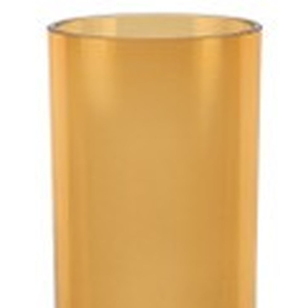 11" Amber And Clear Cylinder Lead Free Crystal Table Vase