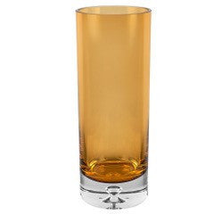 11" Amber And Clear Cylinder Lead Free Crystal Table Vase
