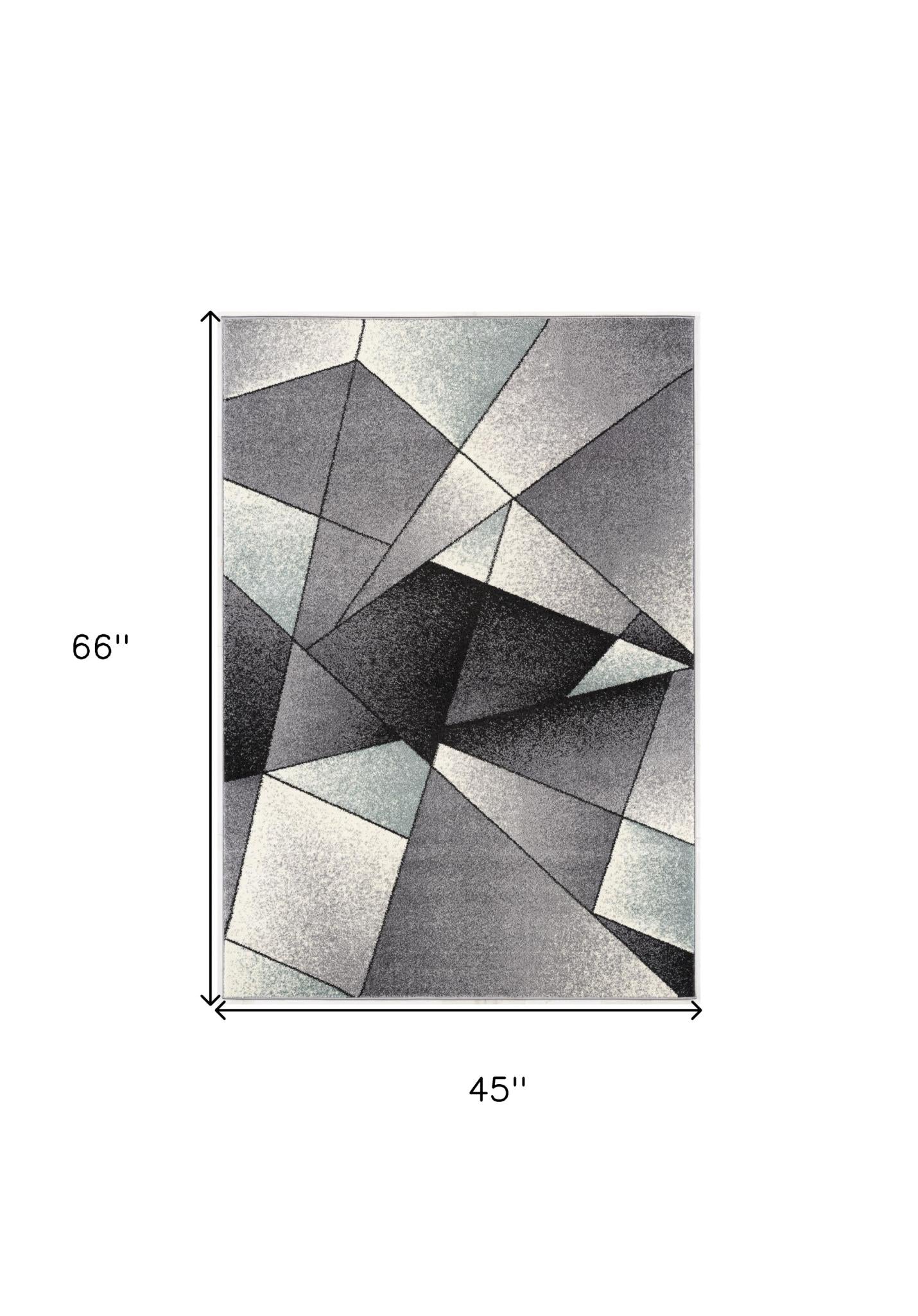 4' X 6' Gray And Blue Prism Pattern Area Rug
