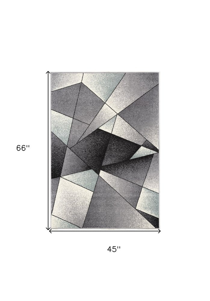 4' X 6' Gray And Blue Prism Pattern Area Rug