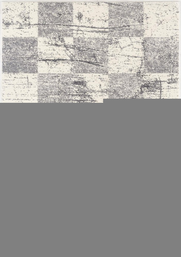 4' X 6' White And Gray Checkered Area Rug