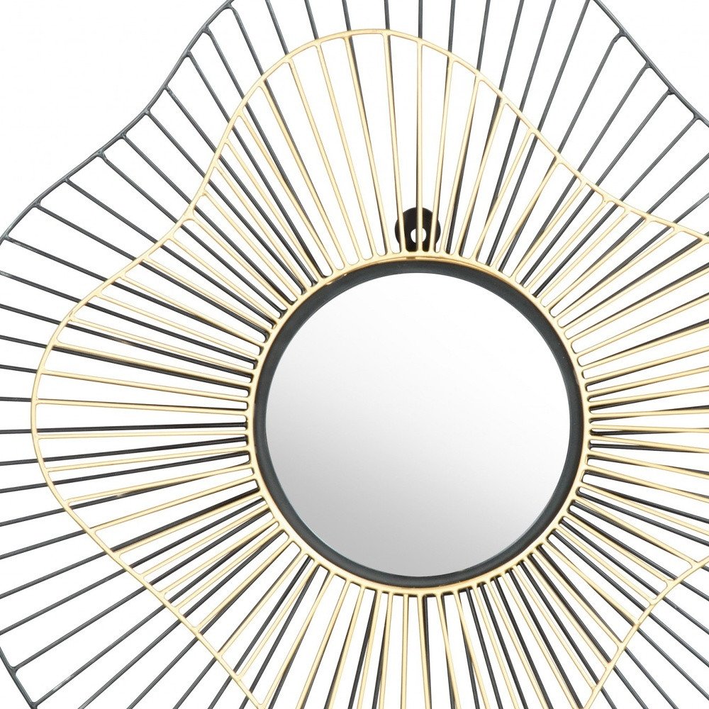 22" Black Abstract Metal Framed Accent Mirror