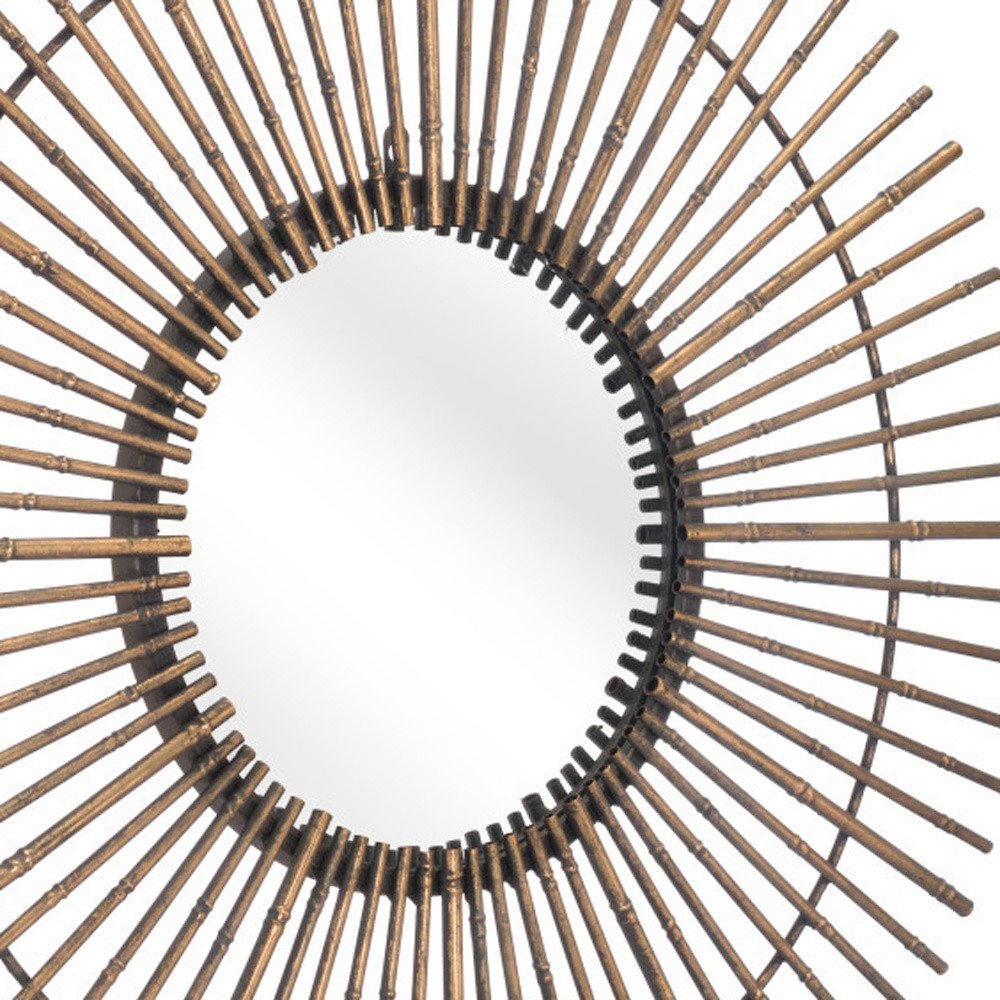 32" Gold Steel Sunburst Framed Accent Mirror