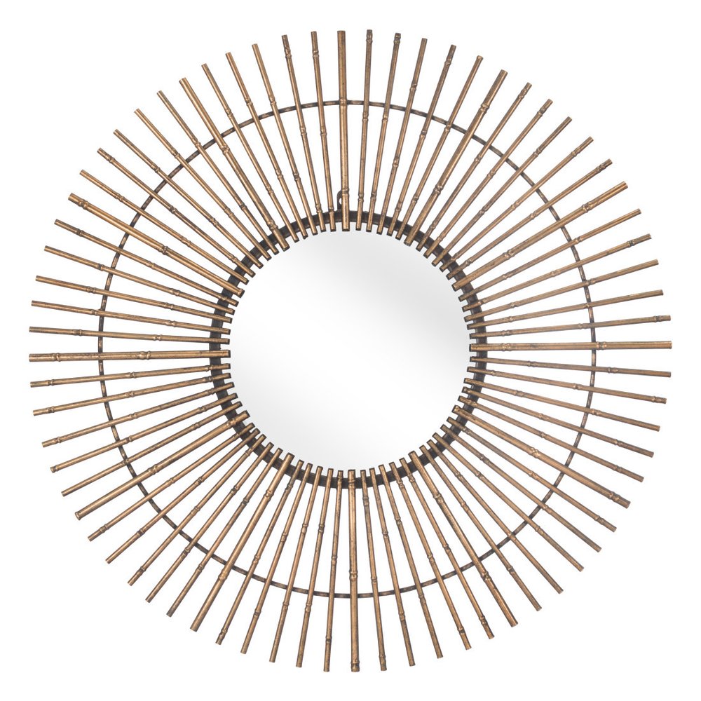 32" Gold Steel Sunburst Framed Accent Mirror