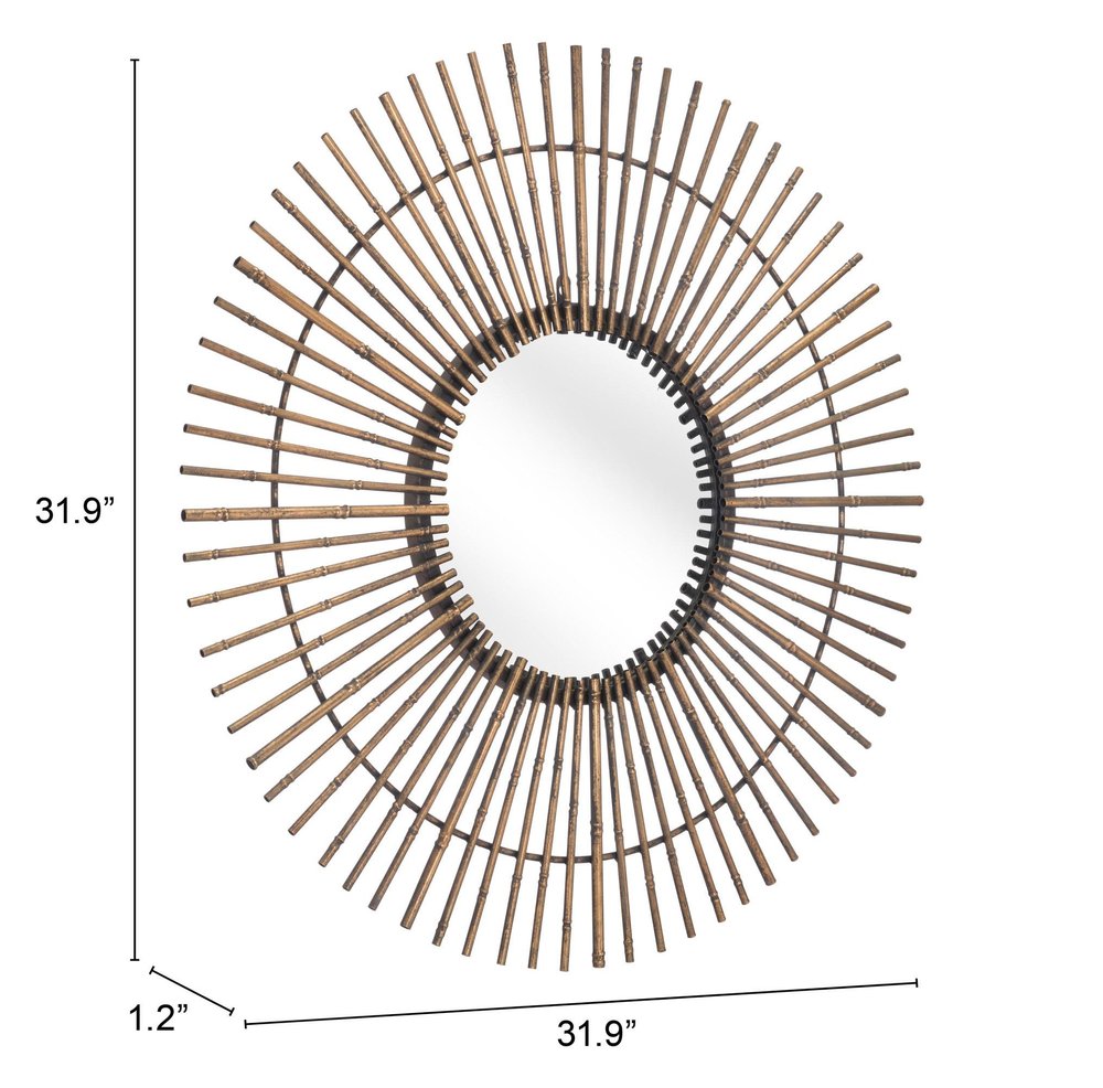 32" Gold Steel Sunburst Framed Accent Mirror