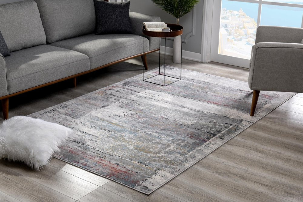 4' X 6' Gray Abstract Irregular Blocks Area Rug