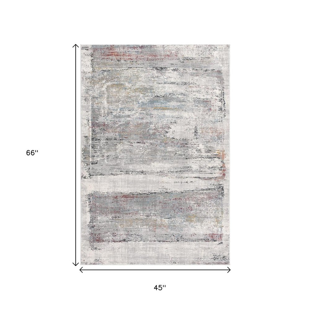 4' X 6' Gray Abstract Irregular Blocks Area Rug