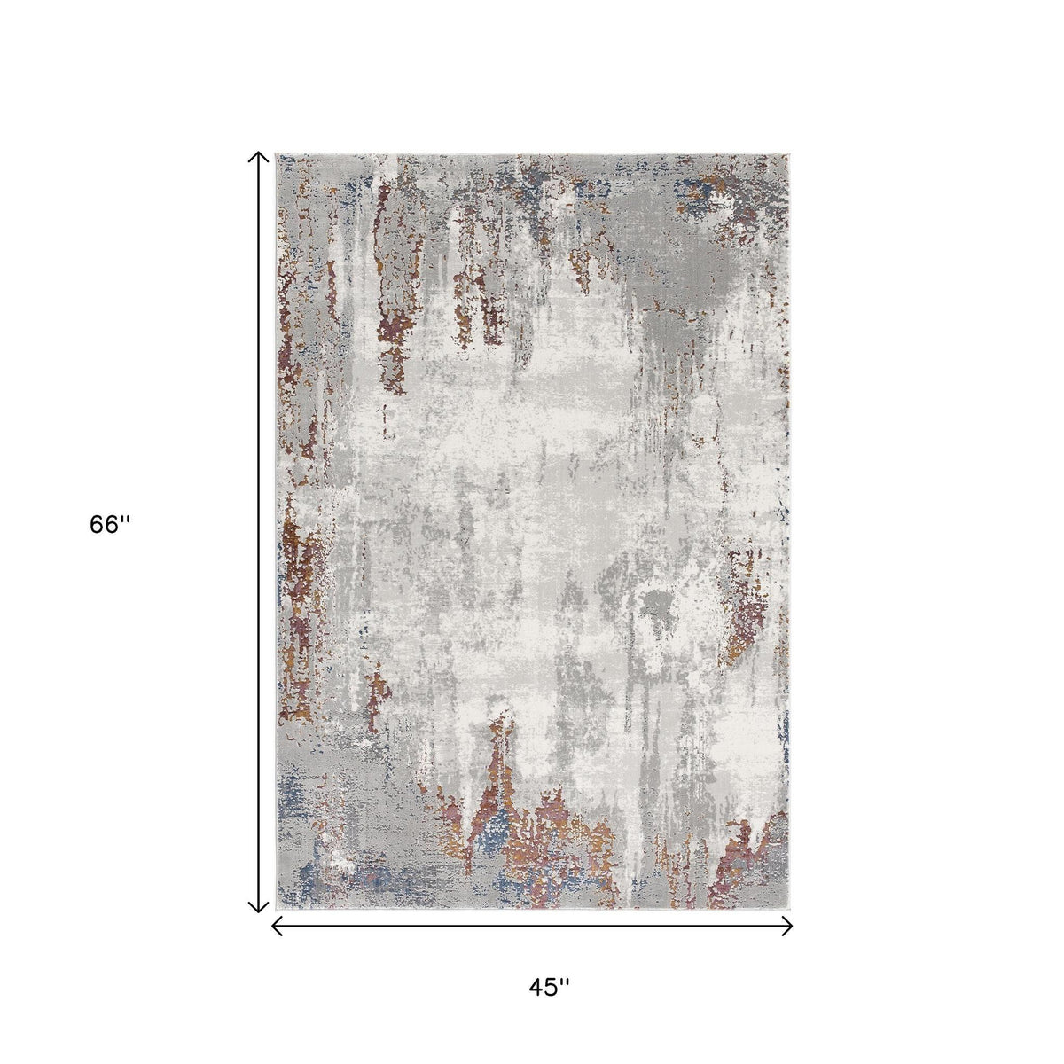 4' X 6' Gray And Ivory Modern Abstract Area Rug