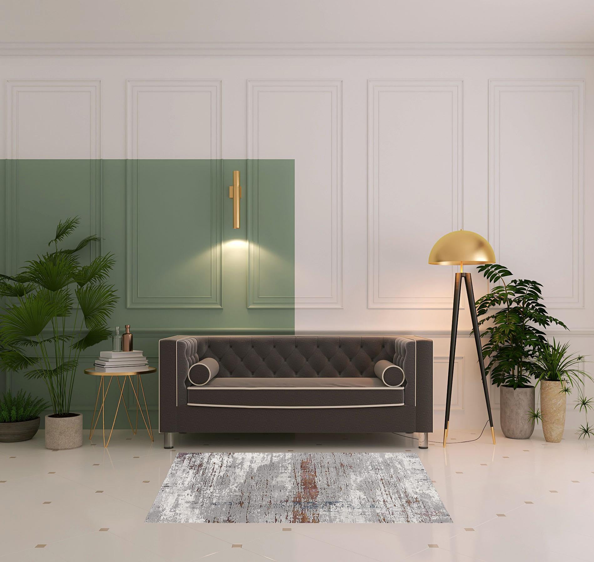 4' X 6' Gray And Brown Abstract Scraped Area Rug