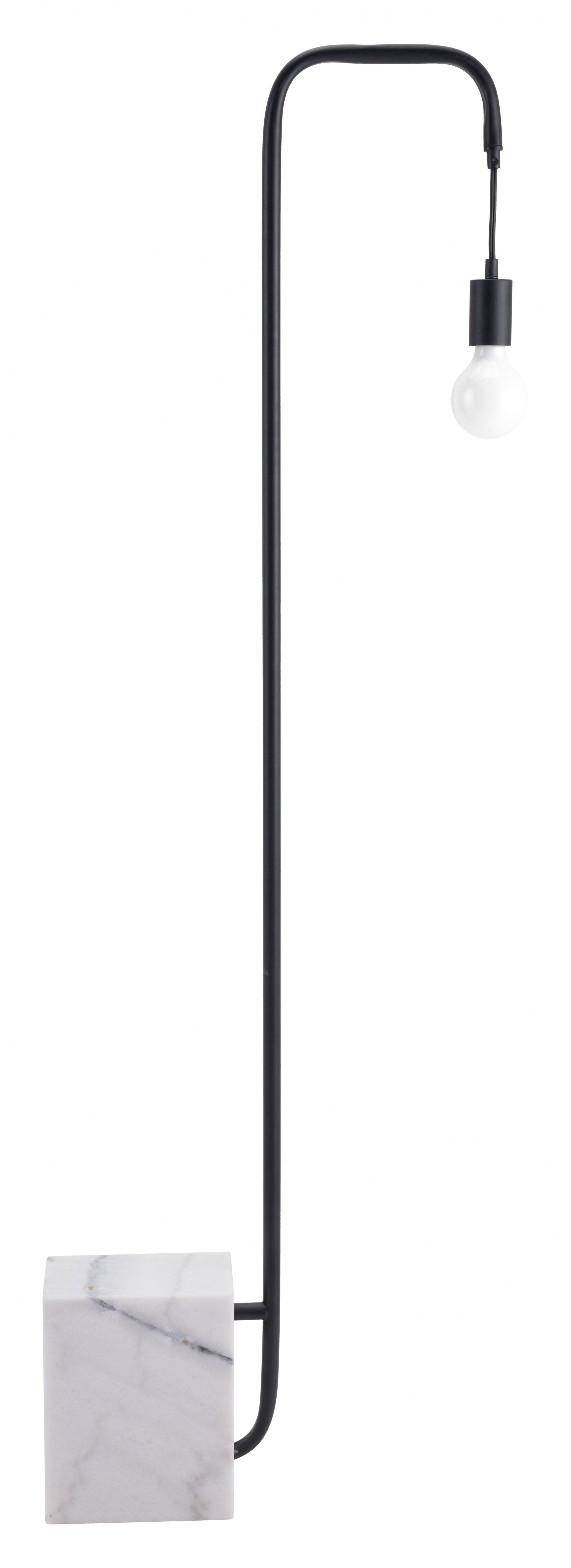 Black Industrial and White Marble Bulb Floor Lamp