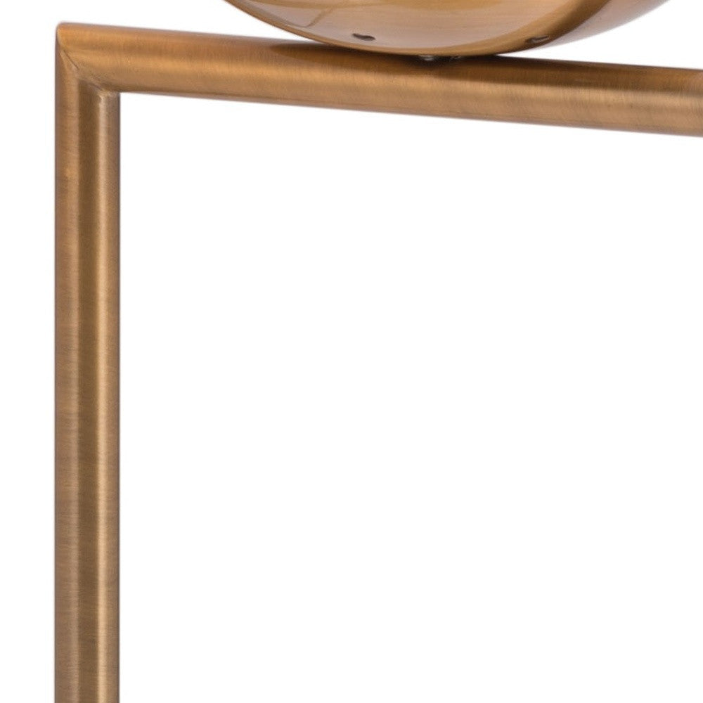 26" Brass Metal Geometric Bedside Table Lamp