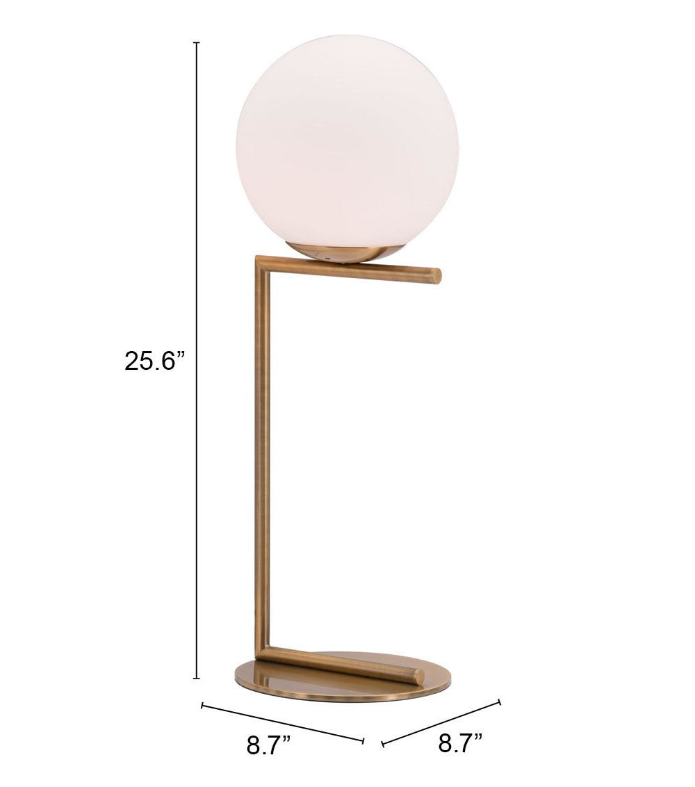 26" Brass Metal Geometric Bedside Table Lamp