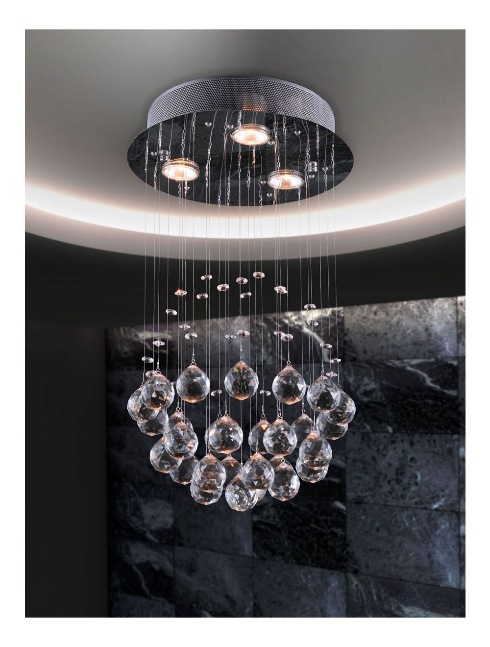 Silver Shaded Transparent Glass Ceiling Light
