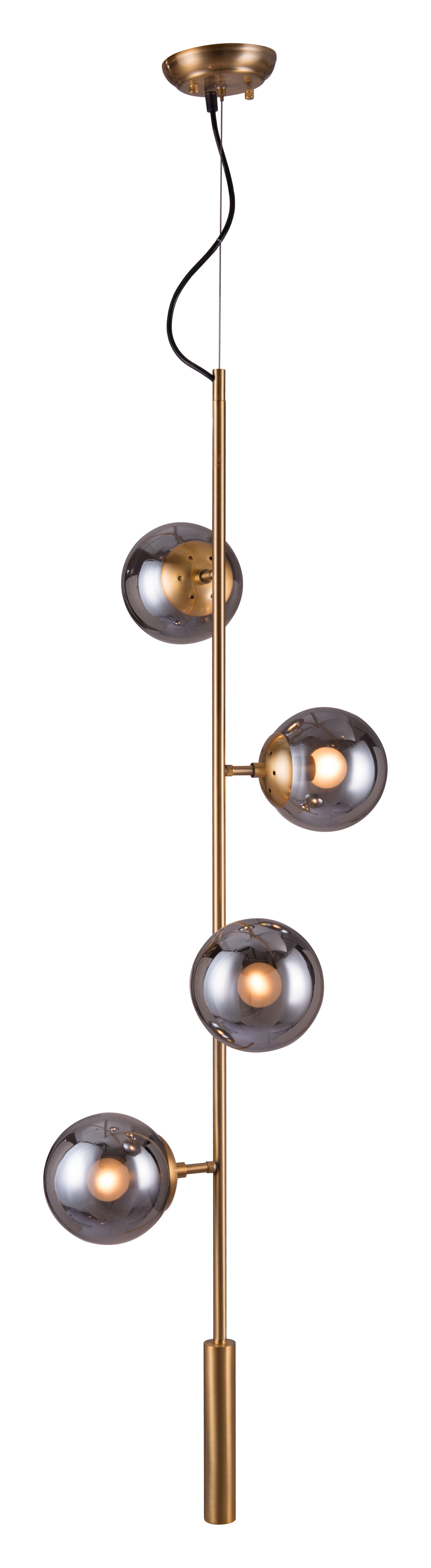 Gold Shaded Four Light Metal Dimmable Ceiling Light With Clear Shades