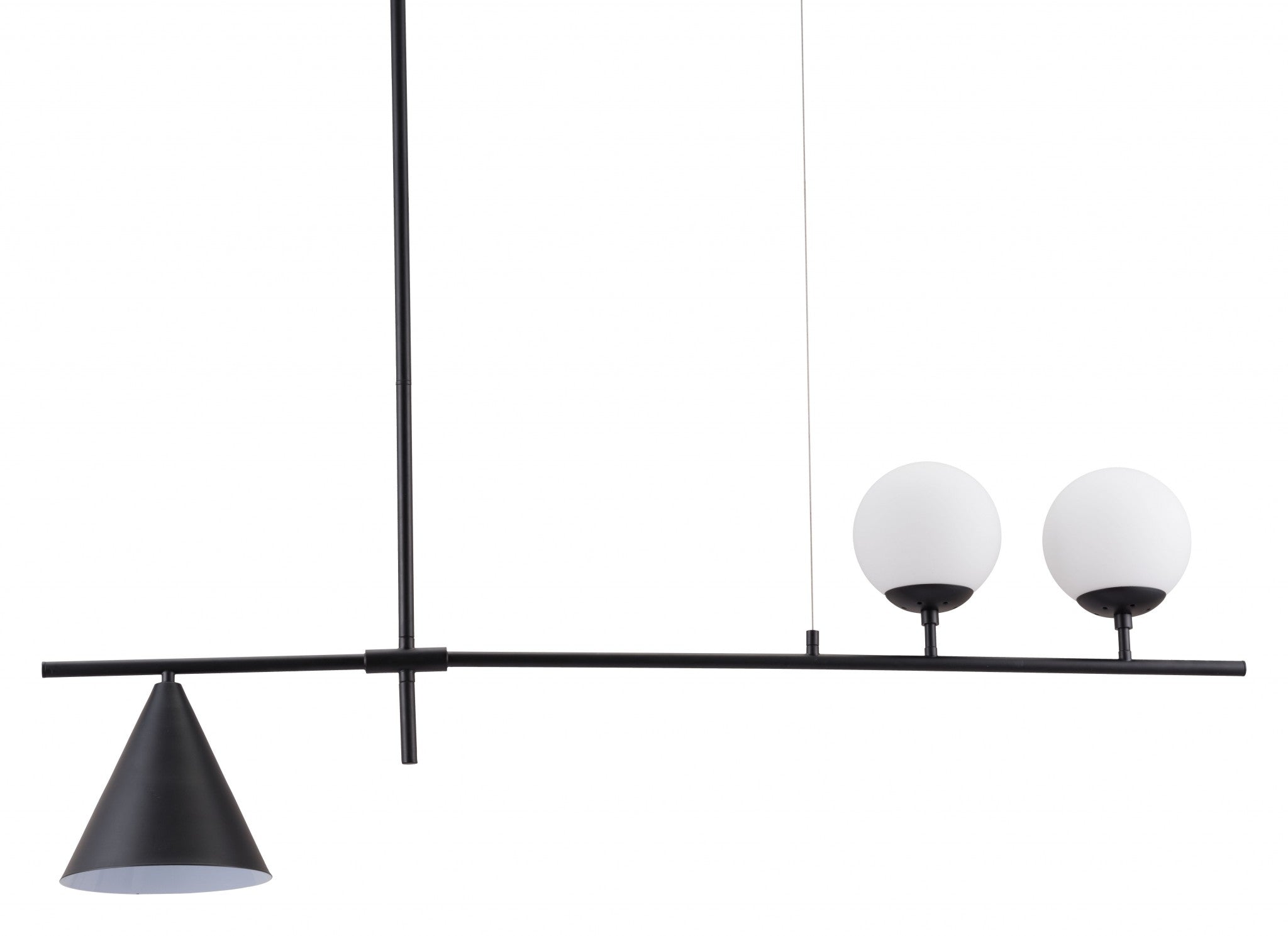 Black and White Kitchen Island Three Light Metal Ceiling Light With Black and White Shades