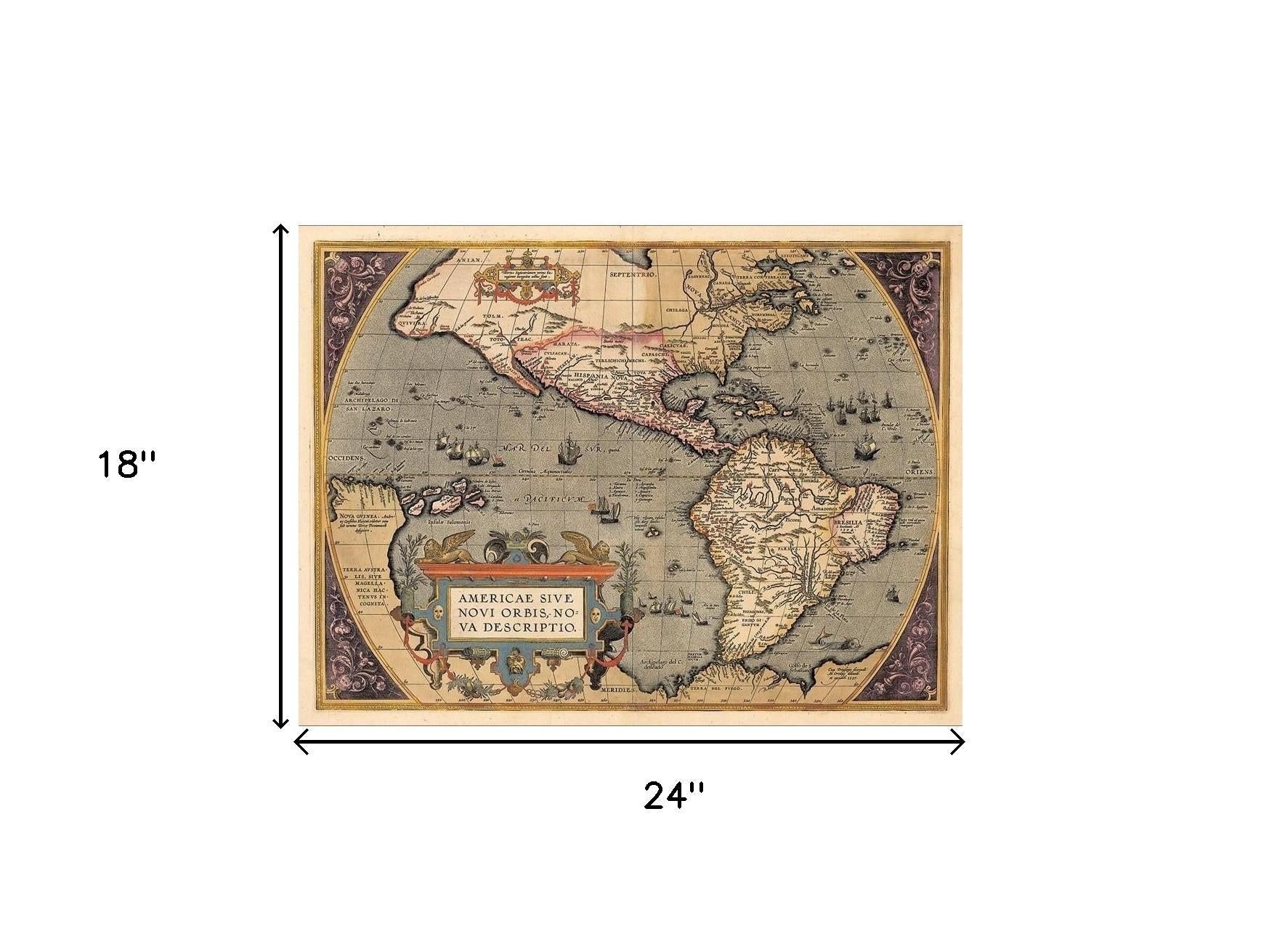 Vintage 1718 Map Of New France Unframed Print Wall Art