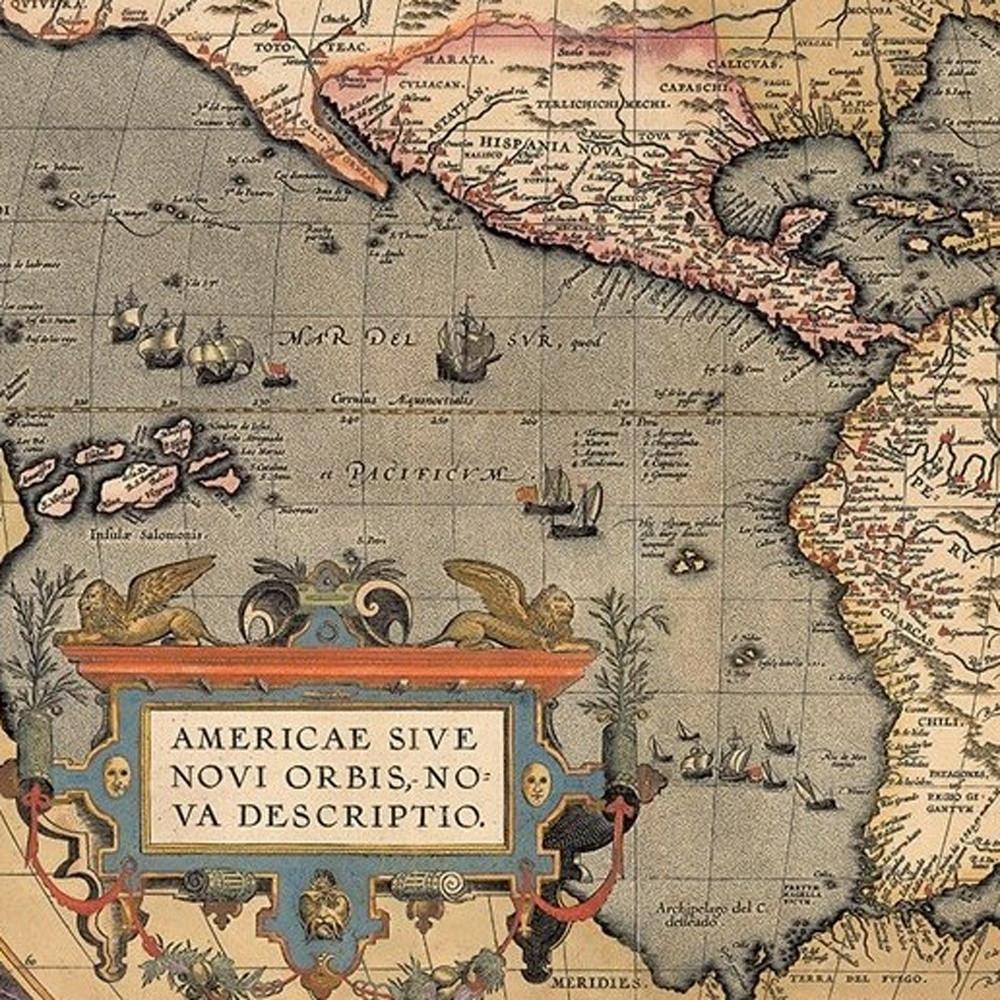 Vintage 1718 Map Of New France Unframed Print Wall Art