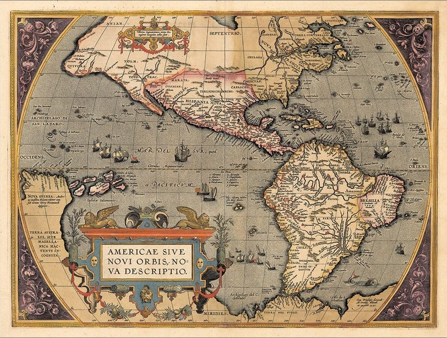 Vintage 1718 Map Of New France Unframed Print Wall Art