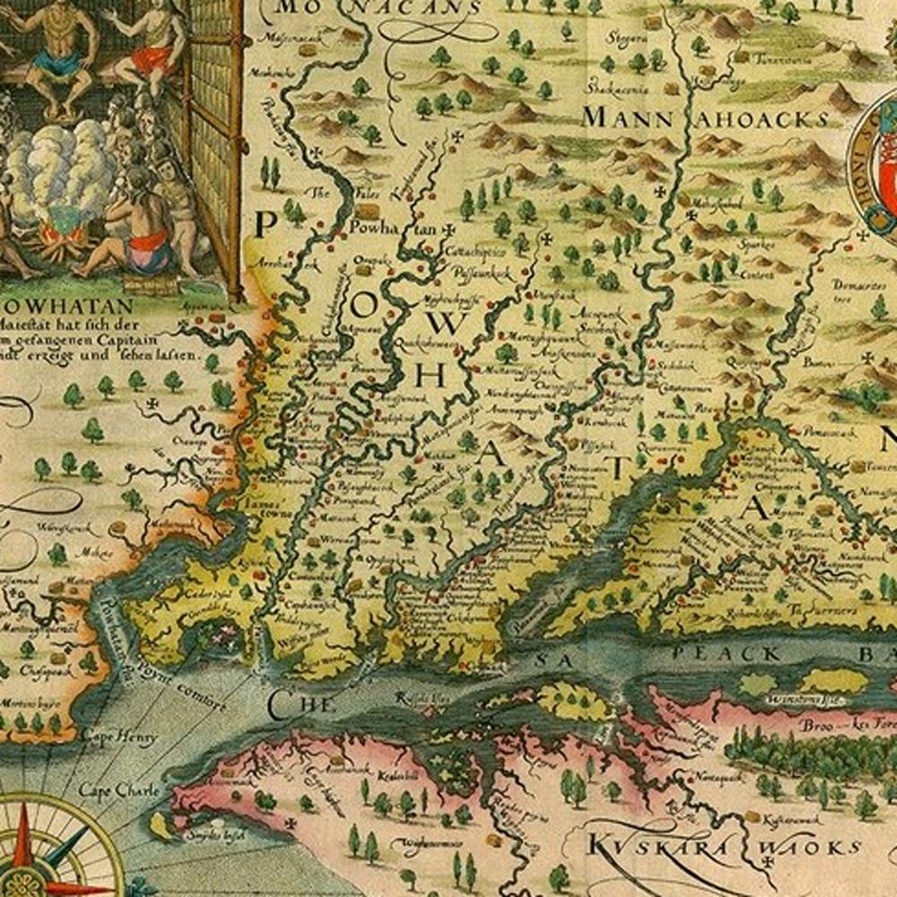 24" X 32" Map Of Virginia C1627 Vintage Poster Wall Art