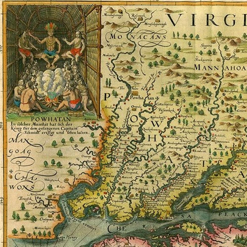 18" X 24" Map Of Virginia C1627 Vintage Poster Wall Art