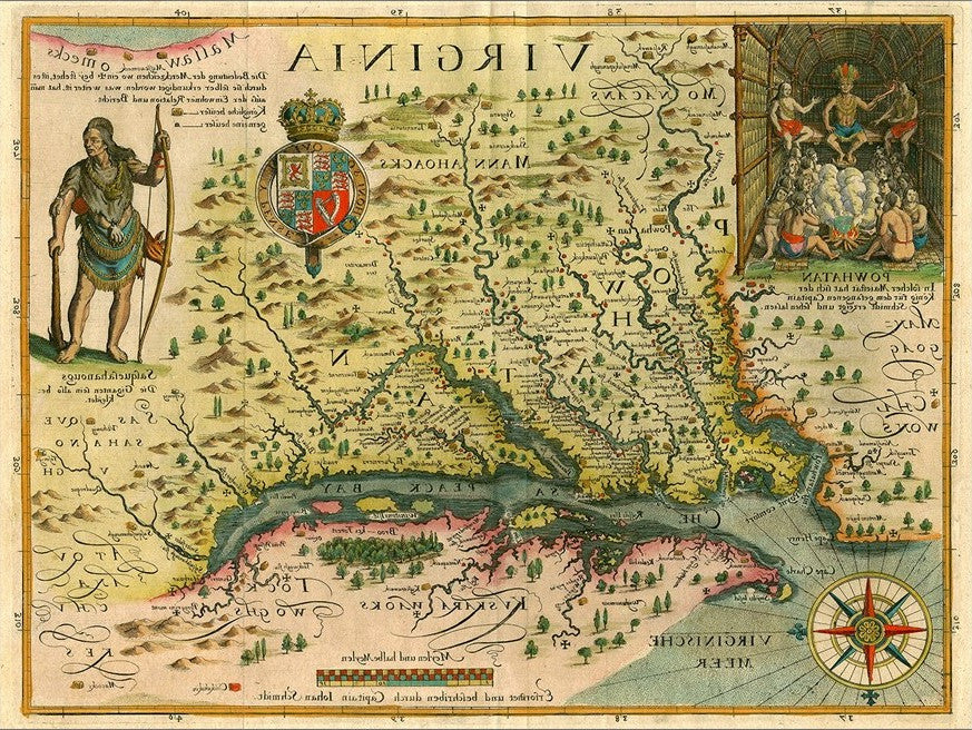 18" X 24" Map Of Virginia C1627 Vintage Poster Wall Art