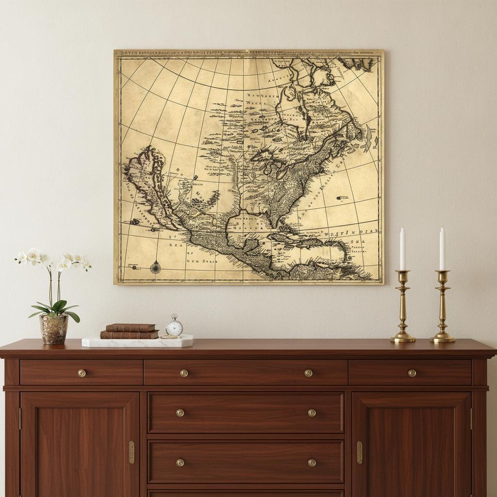 20" X 24" Map Of North America C1685 Vintage Poster Wall Art