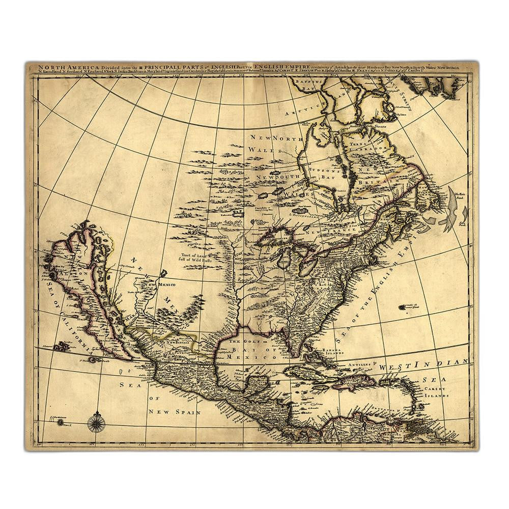 16" X 20" Map Of North America C1685 Vintage Poster Wall Art