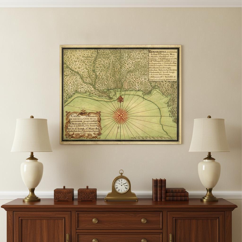 24" X 30" C1747 Map Of The Gulf Coast Vintage Poster Wall Art