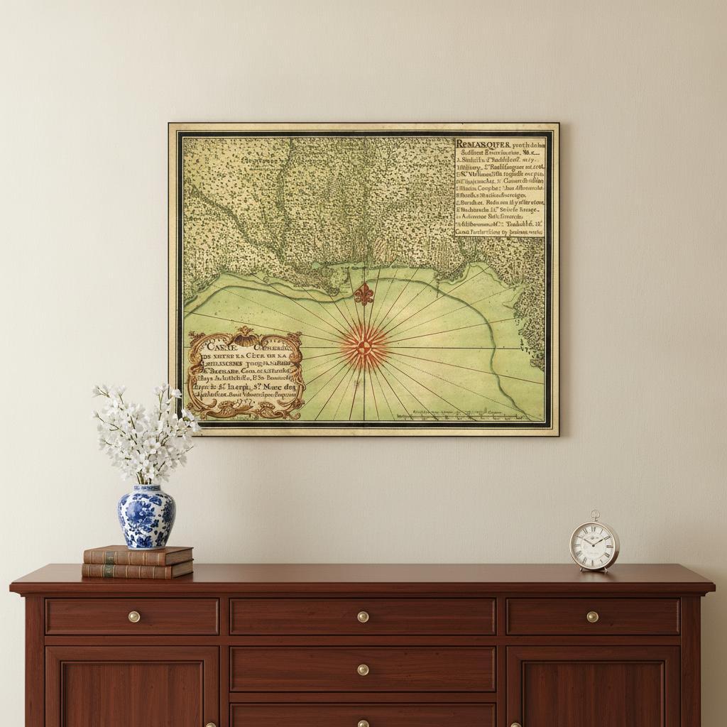 20" X 24" C1747 Map Of The Gulf Coast Vintage Poster Wall Art
